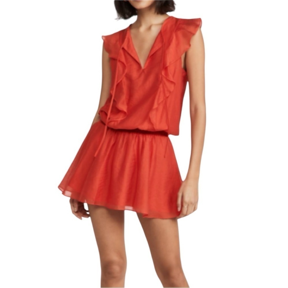 NWT AMANDA UPRICHARD Analena Ruffle Detail Sleeveless Mini Dresses Size Small